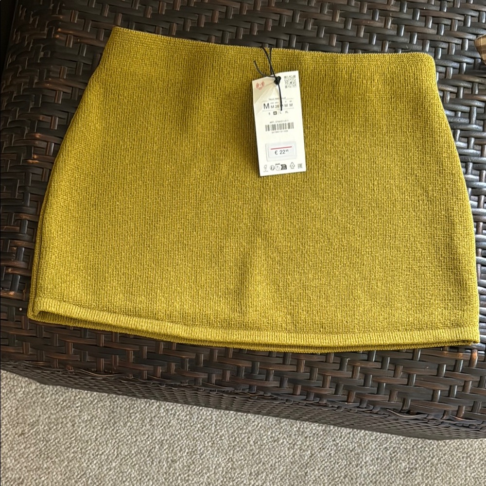 Zara Yellow Pencil Mini Skirt Work